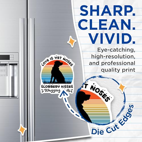 (2 Pack) Love is Wet Noses Magnets - Slobbery Kisses - Wagging Tails Dog Lover - 5" On Longest Side - for Cars, Fridges, Toolboxes - Made in USA - MAG4131