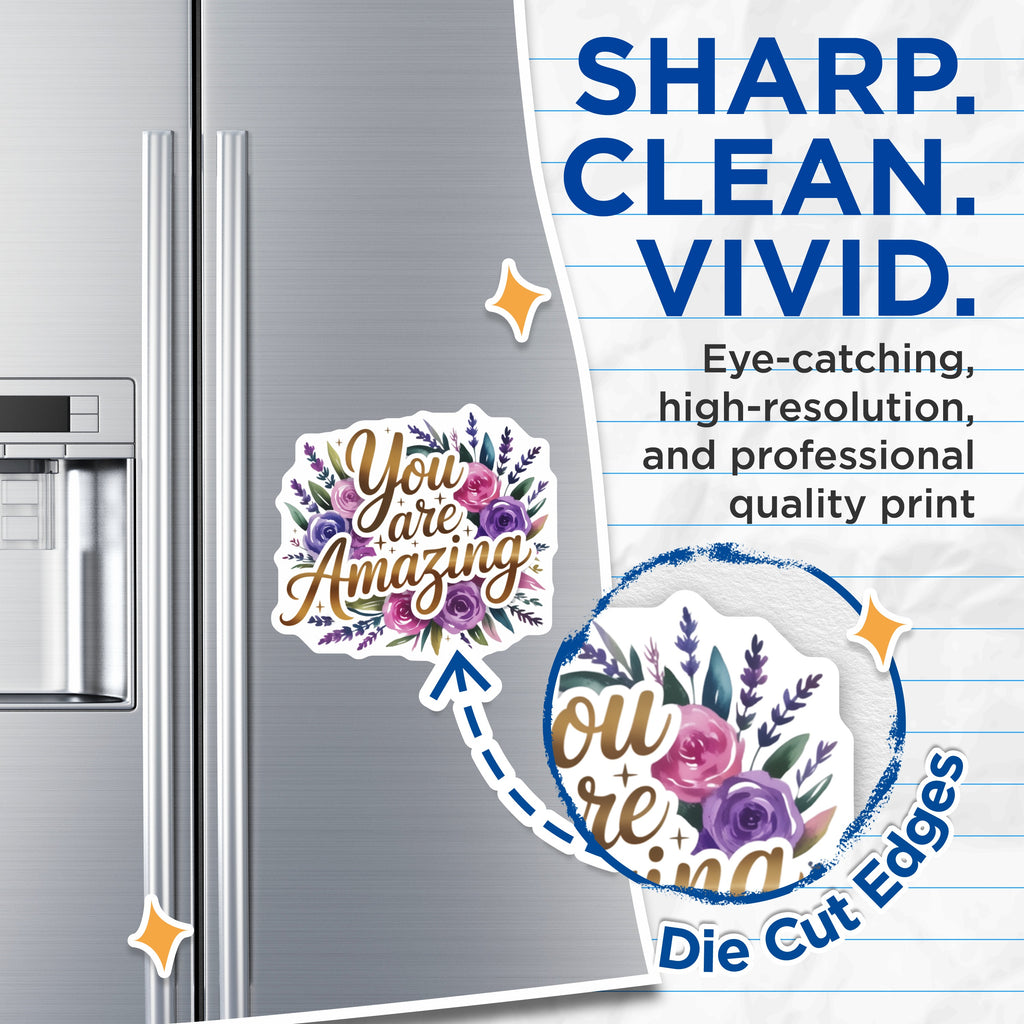 (2 Pack) You are Amazing Magnets - Floral Affirmation Decor - Positive Message Fridge Magnet - Inspirational Quote for Her - 5 Inches On Longest Side - Thick Durable Magnet - Made in USA - MAG37563