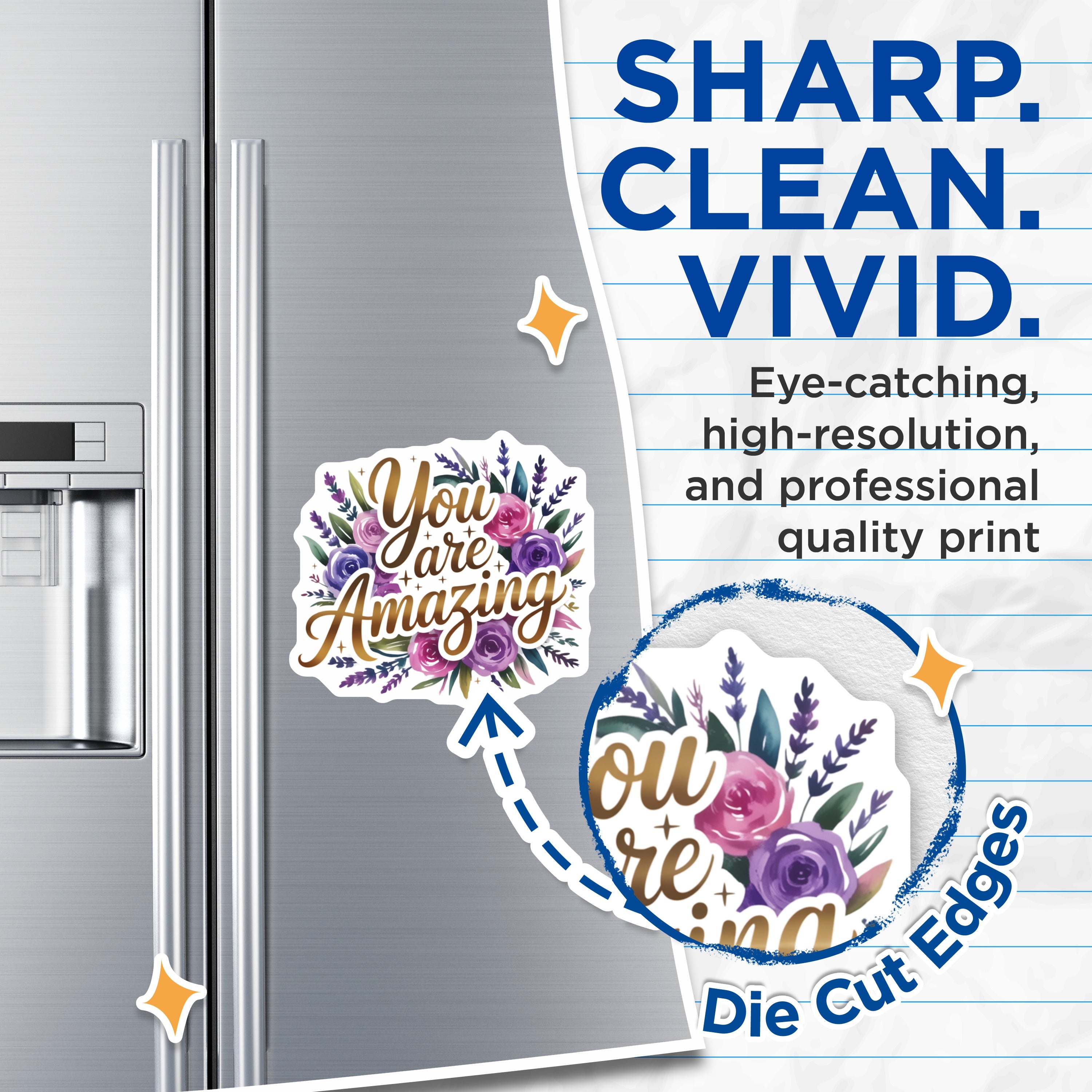 (2 Pack) You are Amazing Magnets - Floral Affirmation Decor - Positive Message Fridge Magnet - Inspirational Quote for Her - 5 Inches On Longest Side - Thick Durable Magnet - Made in USA - MAG37563