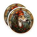 (2 Pack) Christmas Dog Magnets - Stained Glass Holiday Decor - Festive Sighthound Pet Lover Artwork - 5 Inches On Longest Side - Thick Durable Magnet - Made in USA - MAG30136
