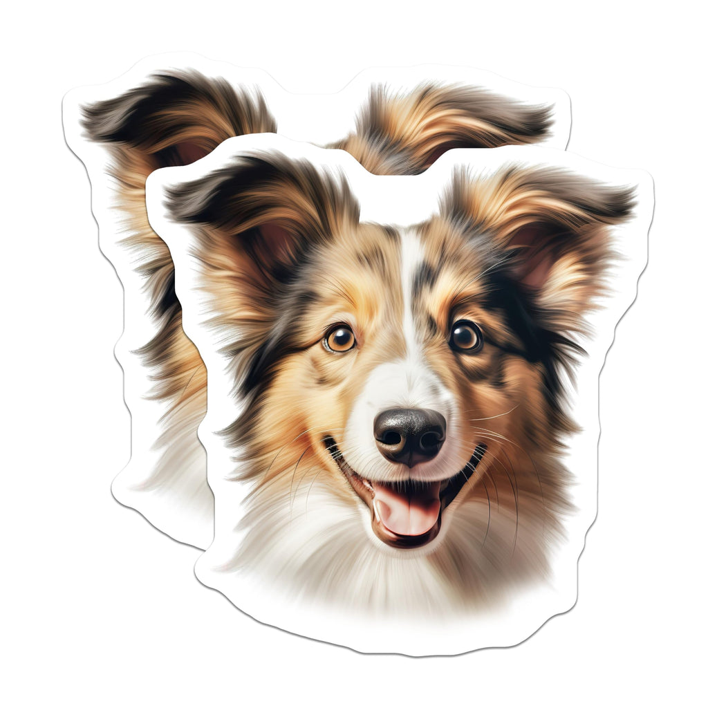 (2 Pack) Happy Sheltie Dog Magnets - Cute Collie Lover Decor - Pet Parent Refrigerator Adornment for Dog Moms Dads - 5 Inches On Longest Side - Thick Durable Magnet - Made in USA - MAG28976