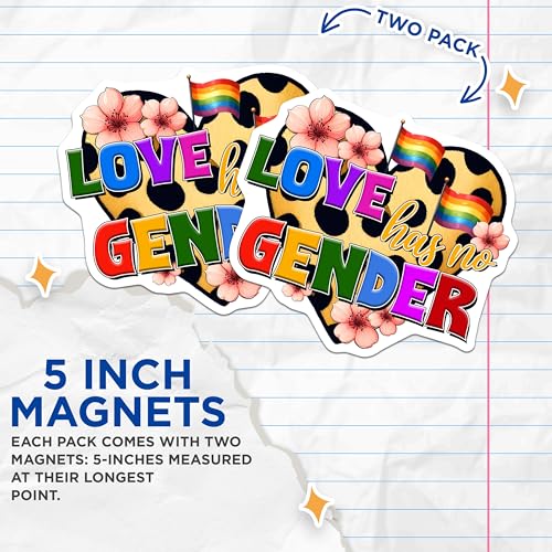 (2 Pack) Love Has No Gender Magnets - 5" On Longest Side - for Cars, Fridges, Toolboxes - Made in USA - MAG8258