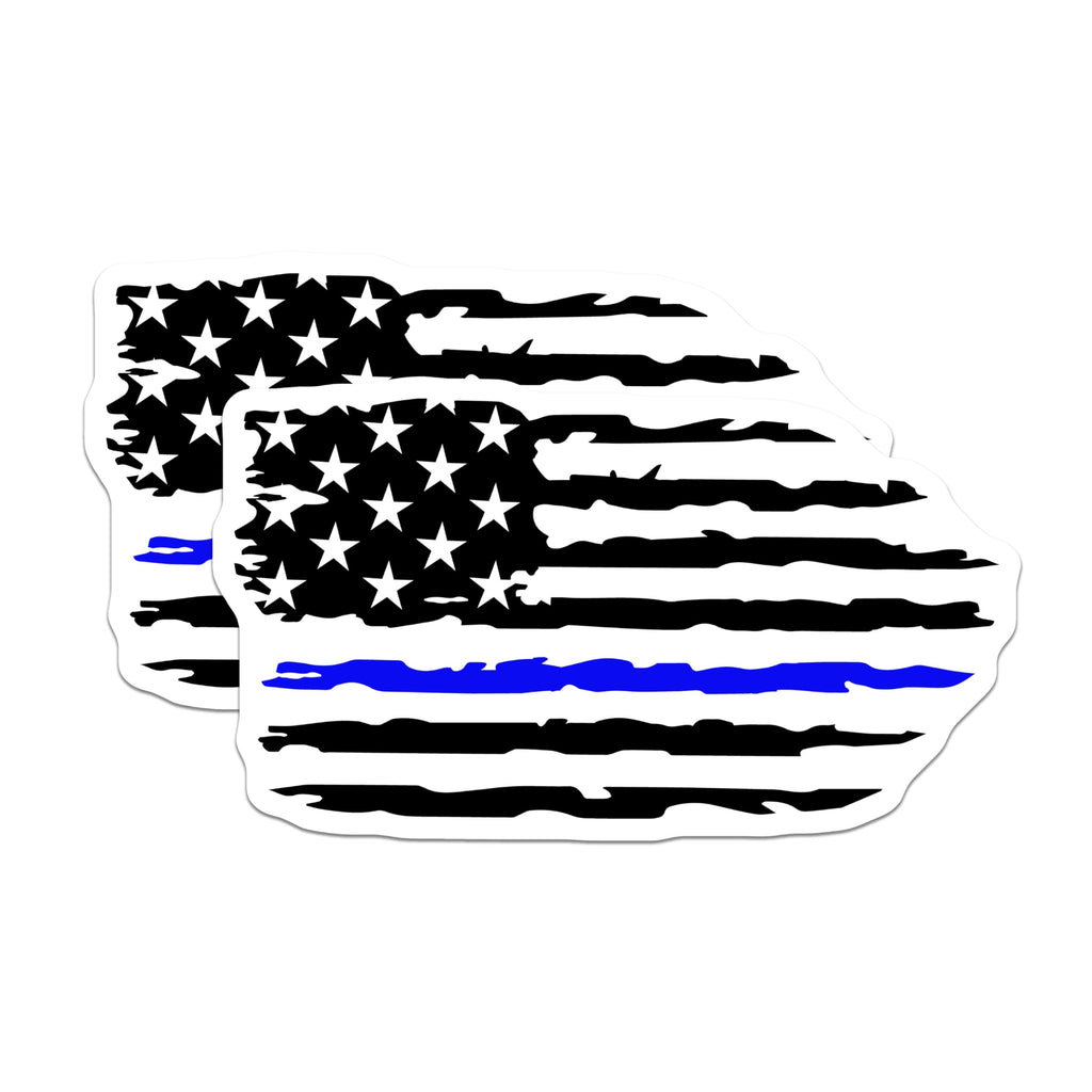 (2 Pack) Thin Blue Line Magnets - American Flag Support - Law Enforcement Honor - Police Officer Tribute - 5 Inches On Longest Side - Thick Durable Magnet - Made in USA - MAG21752