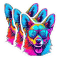 (3 Pack) Dog Decals - Cool Dog with Glasses - Funky Pet Stickers- 3 Inches On Longest Side - Easy Peel & Apply - Made in USA - 3MCS5996
