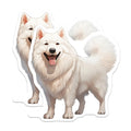 (2 Pack) Samoyed Magnets - White Fluffy Dog Decor - Happy Pet Owner Accessory - Puppy Breed Art - 5 Inches On Longest Side - Thick Durable Magnet - Made in USA - MAG26456