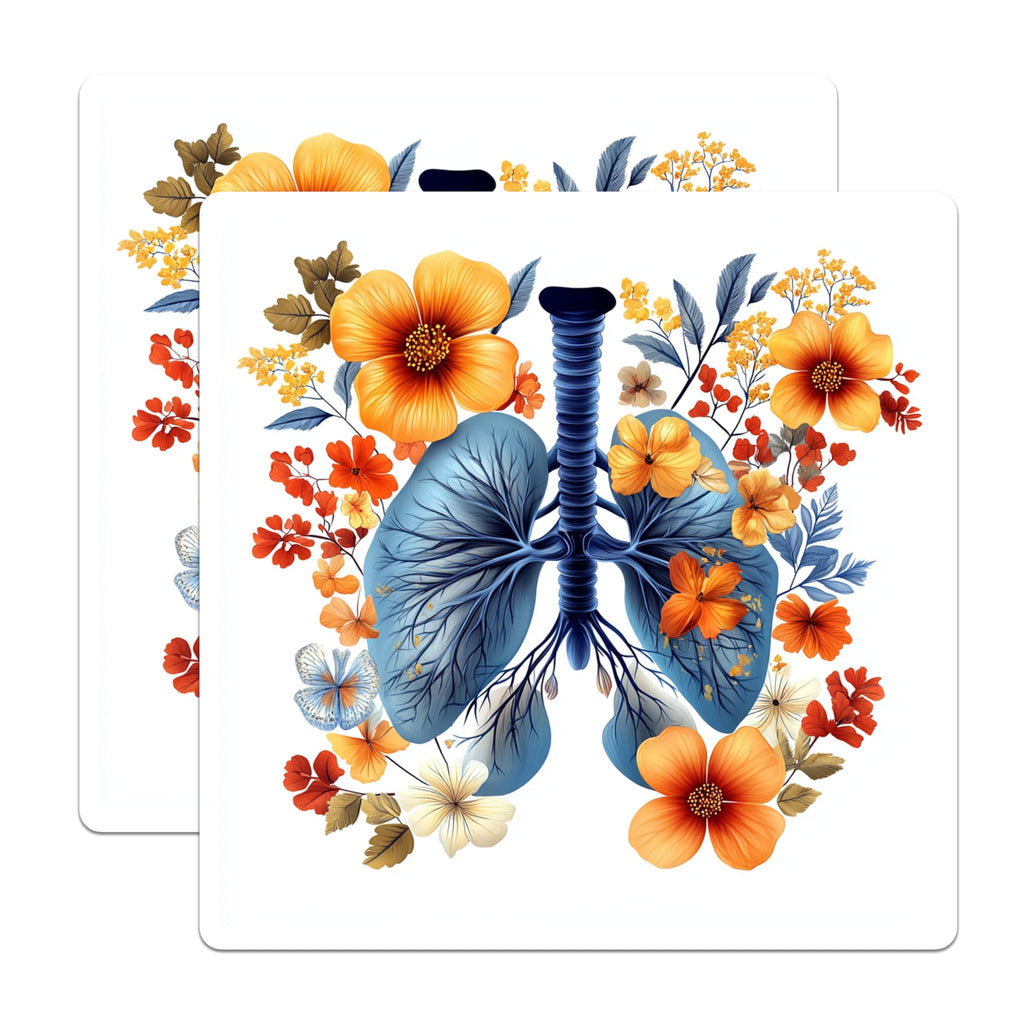 (2 Pack) Floral Lungs Magnets - Botanical Anatomy Art - Health Awareness Decor - 5 Inches On Longest Side - Thick Durable Magnet - Made in USA - MAG23790