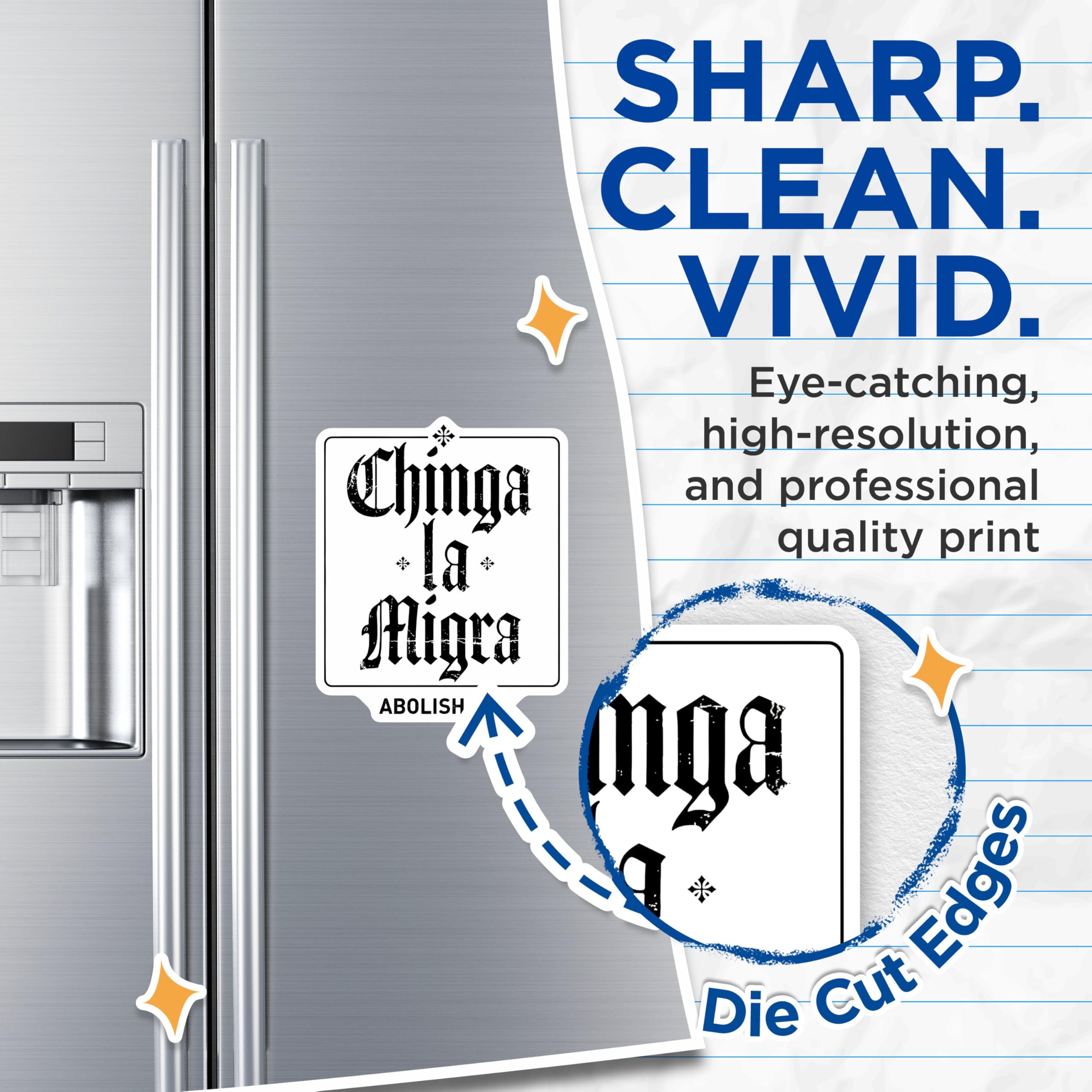 (2 Pack) Chinga la Migra Magnets - Abolish ICE Protest Magnet - Activist Statement - Immigration Rights Decor - 5 Inches On Longest Side - Thick Durable Magnet - Made in USA - MAG26735