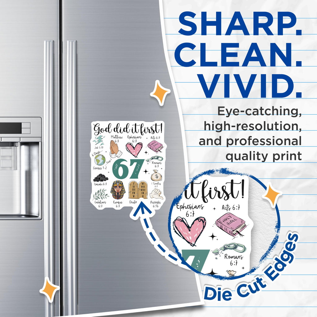 (2 Pack) God Did It First Magnets - Religious Verse Magnet Set - Bible Verse Fridge Decor - 5" On Longest Side - Premium Magnet - for Cars, Refrigerators, Toolboxes, Lockers - Made in USA - MAG16406