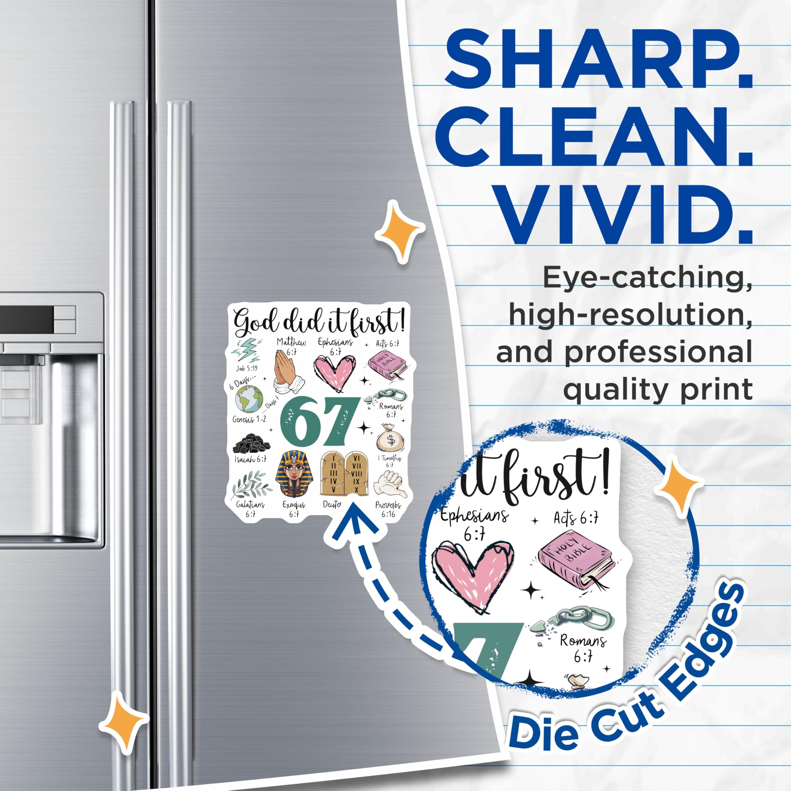 (2 Pack) God Did It First Magnets - Religious Verse Magnet Set - Bible Verse Fridge Decor - 5" On Longest Side - Premium Magnet - for Cars, Refrigerators, Toolboxes, Lockers - Made in USA - MAG16406