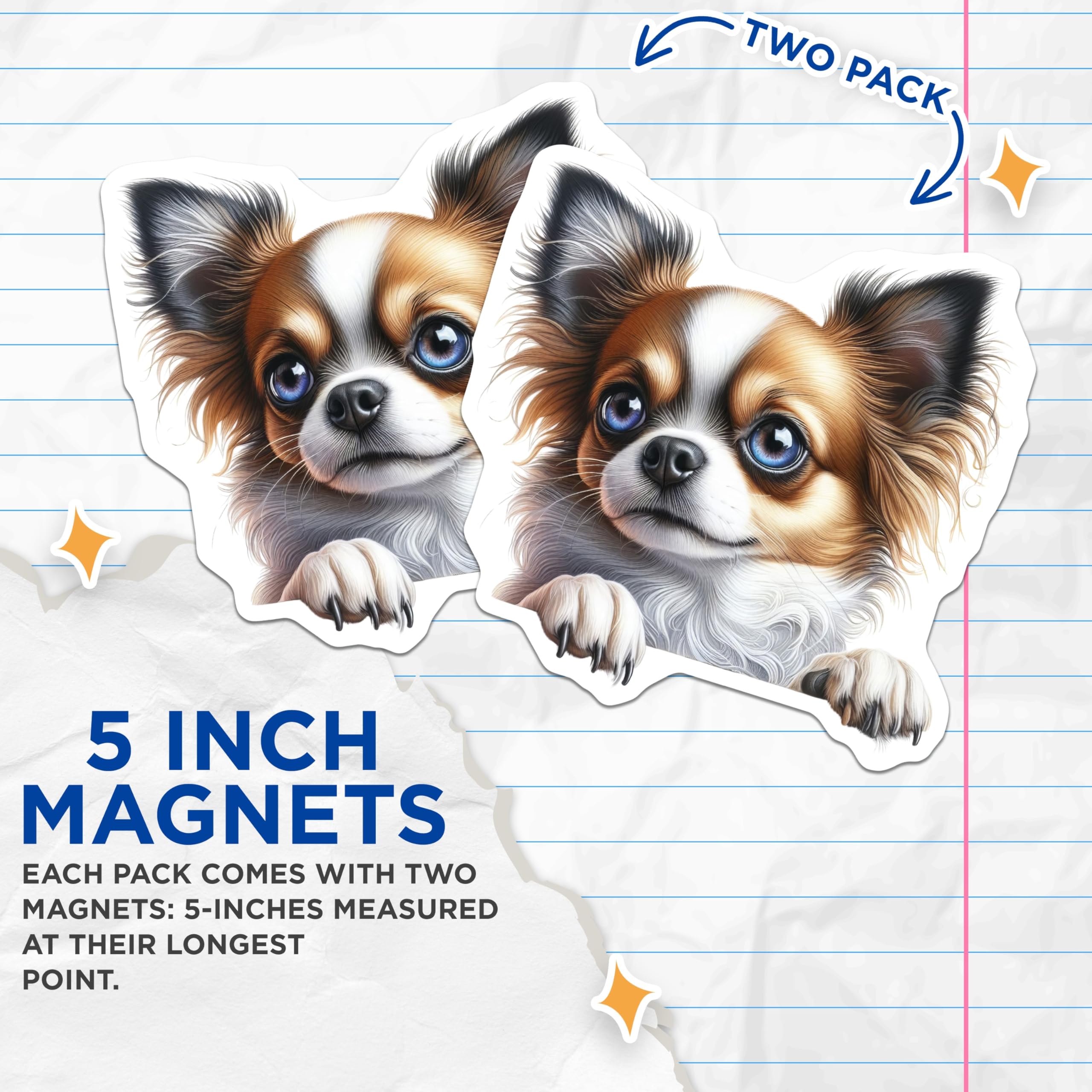 (2 Pack) Chihuahua Dog Magnets - Cute Puppy Art - Fridge Magnets - 5" On Longest Side - Premium Magnet - for Cars, Refrigerators, Toolboxes, Lockers - Made in USA - MAG15854