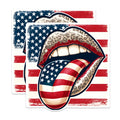 (2 Pack) American Flag Lips Stickers - Patriotic Kiss Stickers - USA Flag Tongue Decal - 5" On Longest Side - Sticks to Any Smooth Flat Surface - Made in USA - BMCS2704