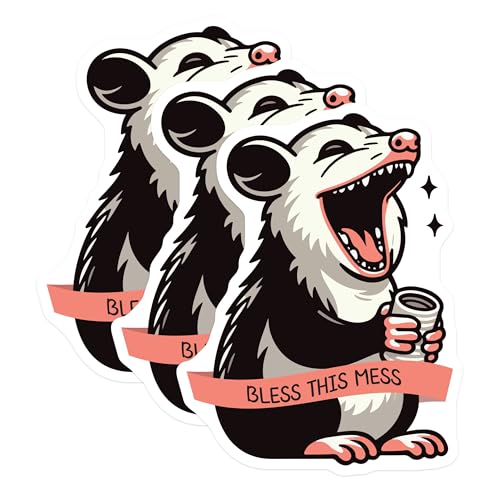 (3 Pack) Opossum Decals - Bless This Mess Sticker - Funny Animal Decals - 3 Inches On Longest Side - Easy Peel & Apply - Made in USA - 3MCS4977