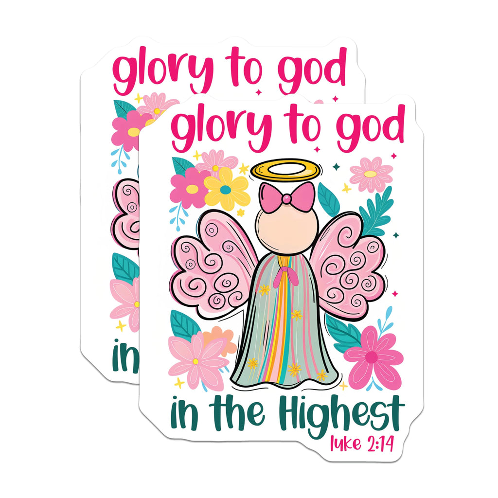 (2 Pack) Christian Angel Magnets - Glory to God in the Highest - Luke 2:14 Bible Verse - 5 Inches On Longest Side - Thick Durable Magnet - Made in USA - MAG29114