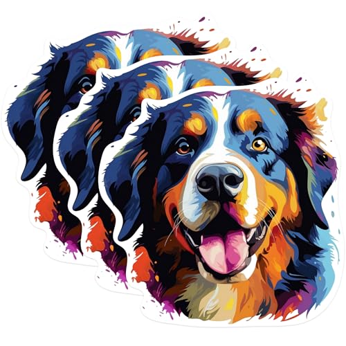 (3 Pack) Bernese Mountain Dog Decals - Dog Breed Art - Laptop Decal - 3 Inches On Longest Side - Easy Peel & Apply - Made in USA - 3MCS0652