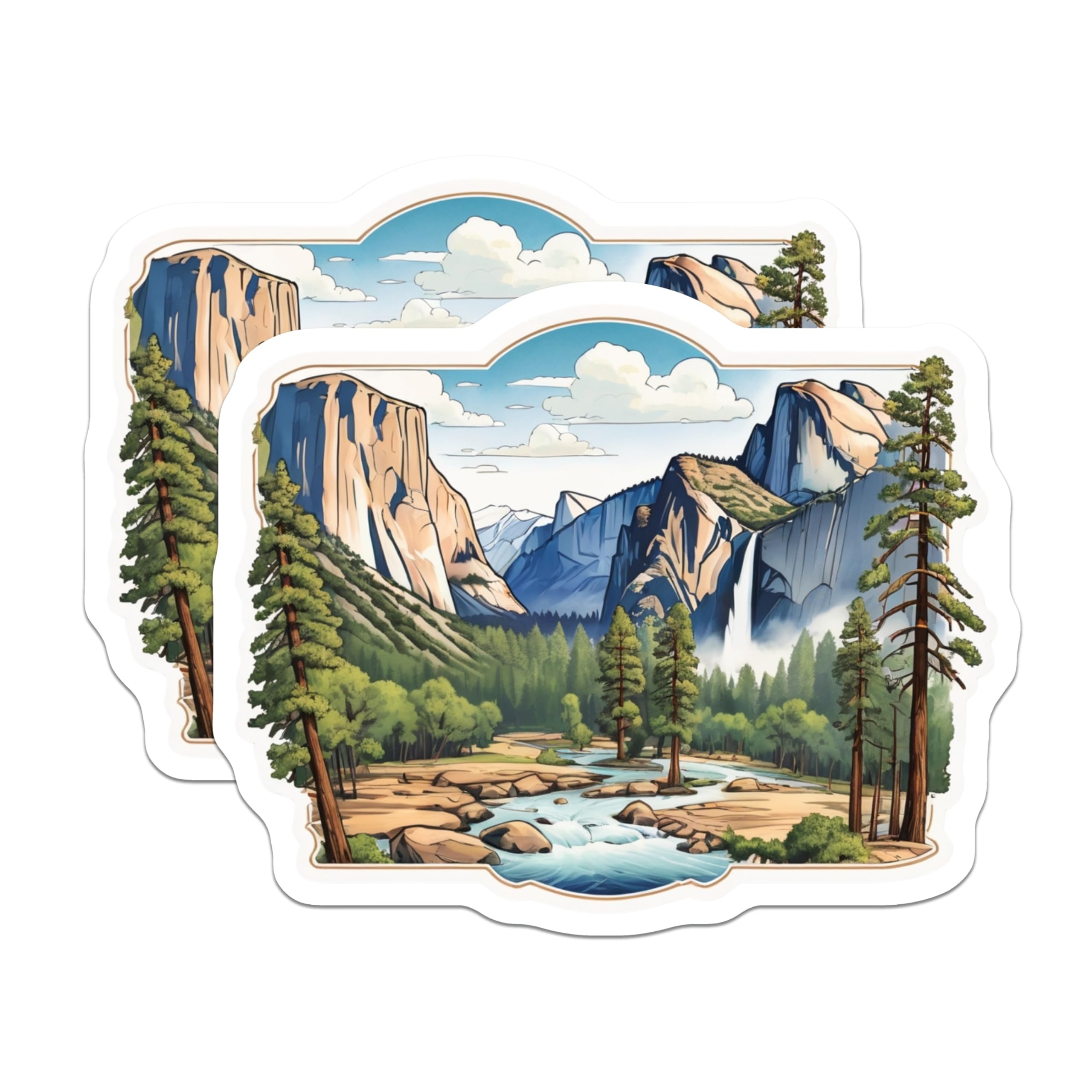 (2 Pack) Yosemite National Park Magnets - El Capitan Half Dome - Scenic Mountain Landscape Art - 5 Inches On Longest Side - Thick Durable Magnet - Made in USA - MAG20216