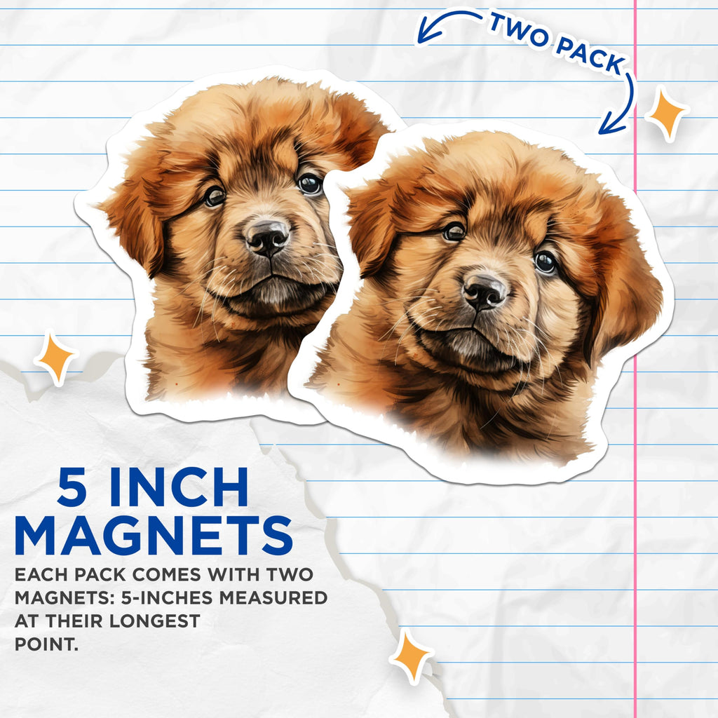 (2 Pack) Adorable Puppy Magnets - Dog Lover Decor - Pet Parent Kitchen Accent - 5 Inches On Longest Side - Thick Durable Magnet - Made in USA - MAG25828