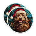 (2 Pack) Christmas Dog Magnets - Stained Glass Doodle Puppy - Holiday Pet Decor - Festive Doggie Fridge Art - 5 Inches On Longest Side - Thick Durable Magnet - Made in USA - MAG30429