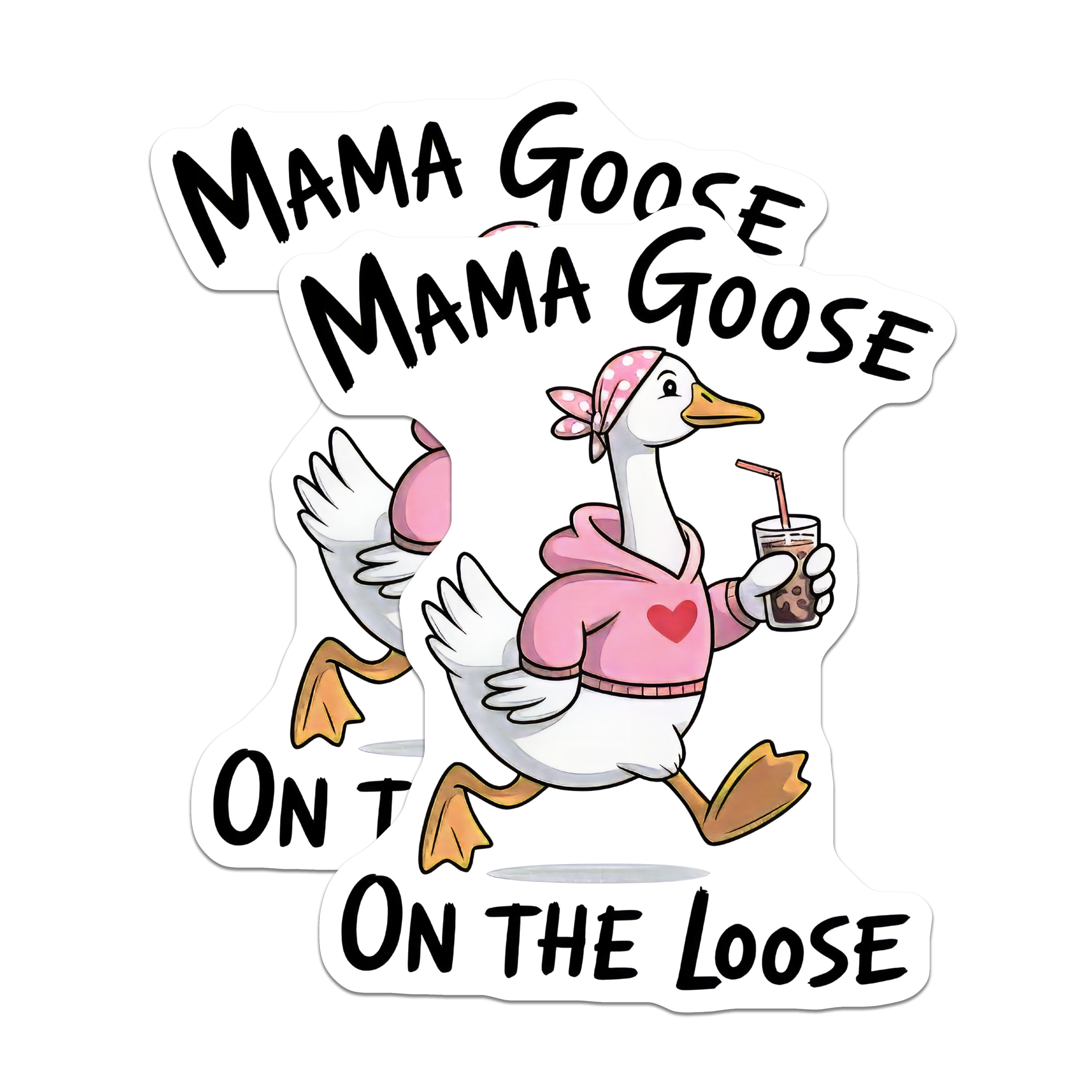 (2 Pack) Mama Goose On The Loose Magnets - Funny Mom Life Humor - Iced Coffee Mom Decor - 5 Inches On Longest Side - Thick Durable Magnet - Made in USA - MAG38605