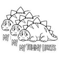 (3 Pack) My Tummy Hurts Decals - Sad Dinosaur - Funny Laptop Decals- 3 Inches On Longest Side - Easy Peel & Apply - Made in USA - 3MCS5506