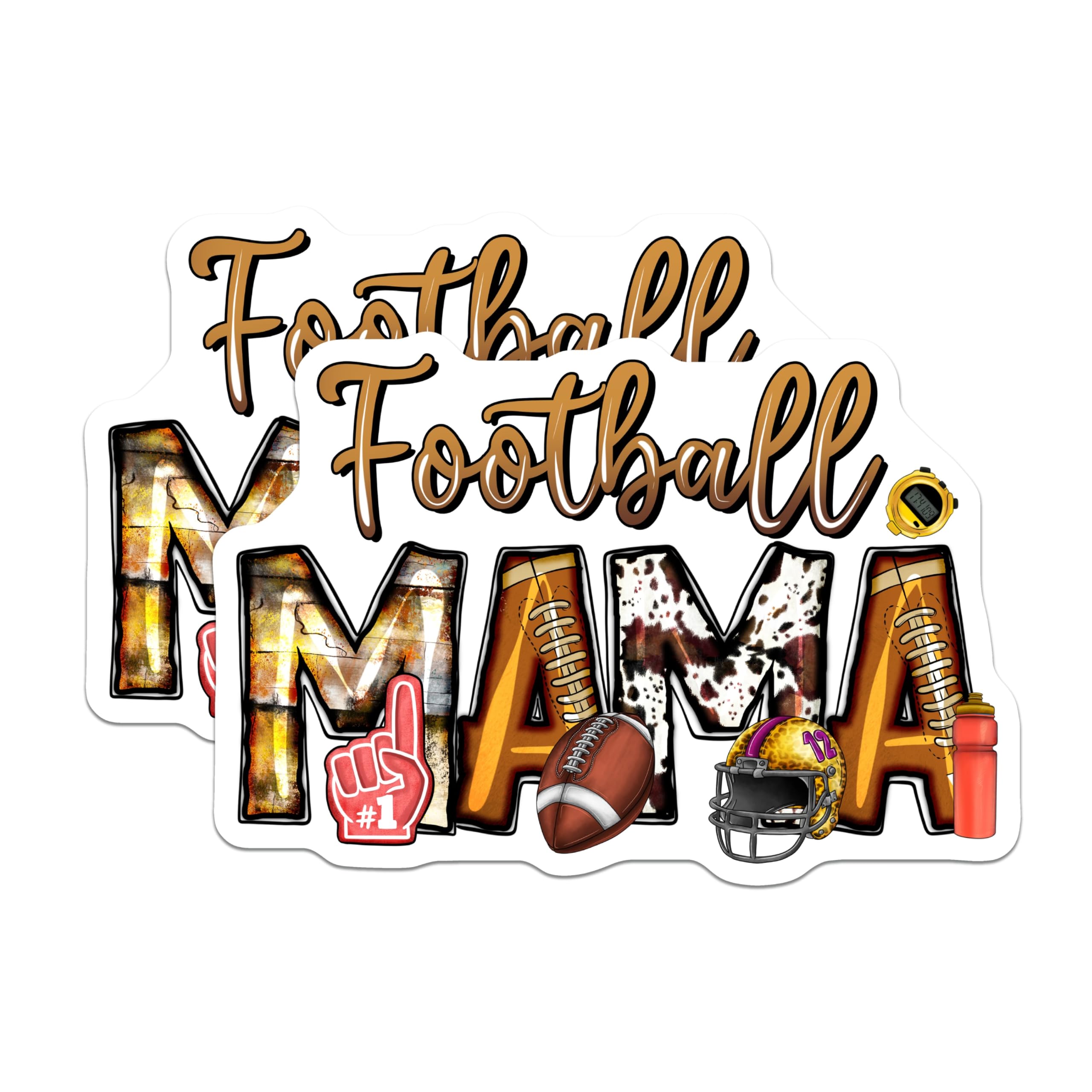 (2 Pack) Football Mama Magnets - Sports Mom Refrigerator Decor - Game Day Accessory - Team Parent Supporter - 5 Inches On Longest Side - Thick Durable Magnet - Made in USA - MAG26440