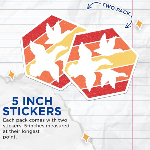 (2 Pack) Retro Duck Stickers - Vintage Bird Decal - Wildlife Nature Stickers - 5" On Longest Side - Sticks to Smooth Flat Surfaces - Made in USA - BMCS4853