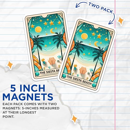 (2 Pack) Beach Scene Magnet - Tropical Vacation - Coastal Decor - 5" On Longest Side - Sticks to Smooth Flat Surfaces - Made in USA - MAG10321