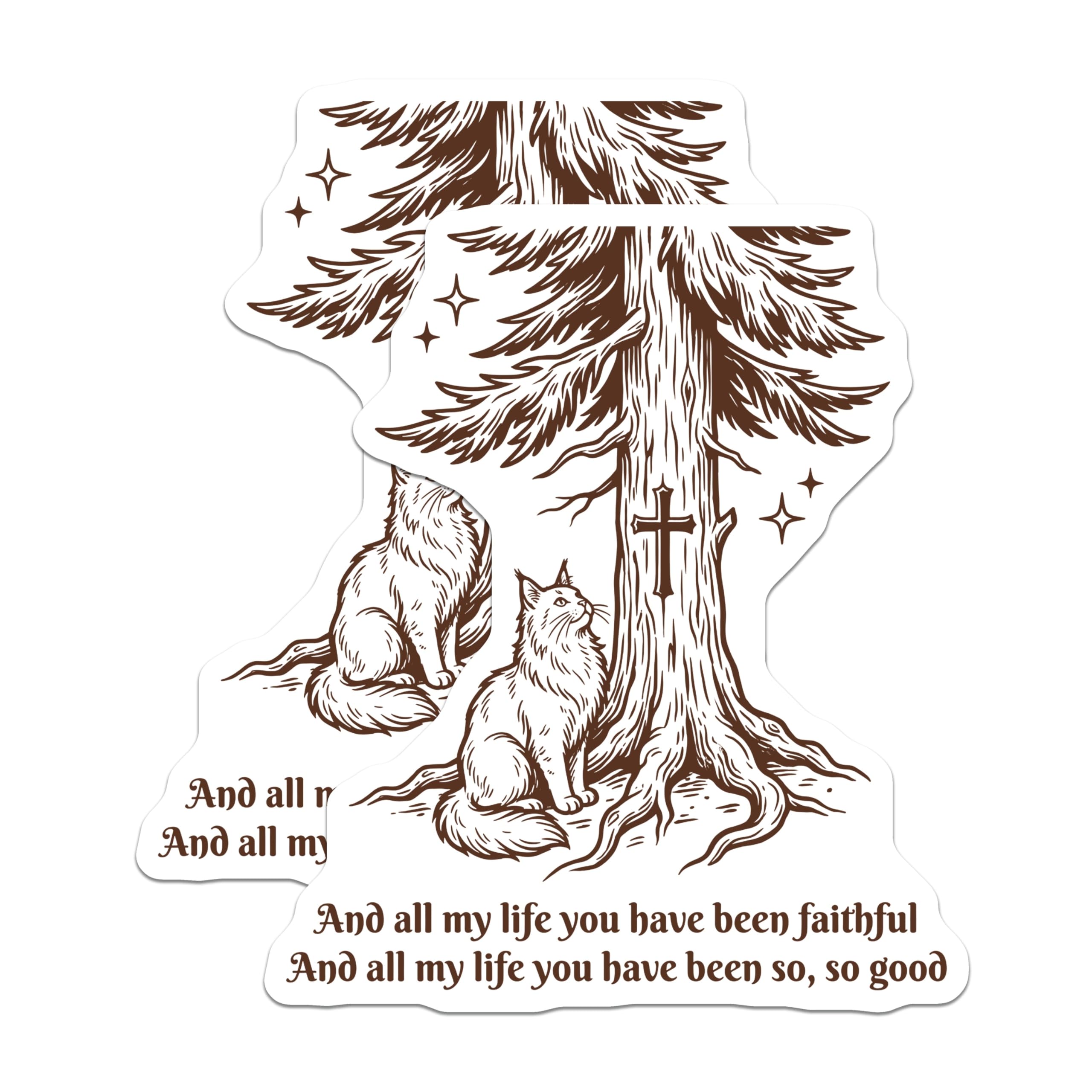 (2 Pack) Faithful Life Magnets - Cat and Tree - Christian Decor Fridge Magnets - 5" On Longest Side - Premium Magnet - for Cars, Refrigerators, Toolboxes, Lockers - Made in USA - MAG15498