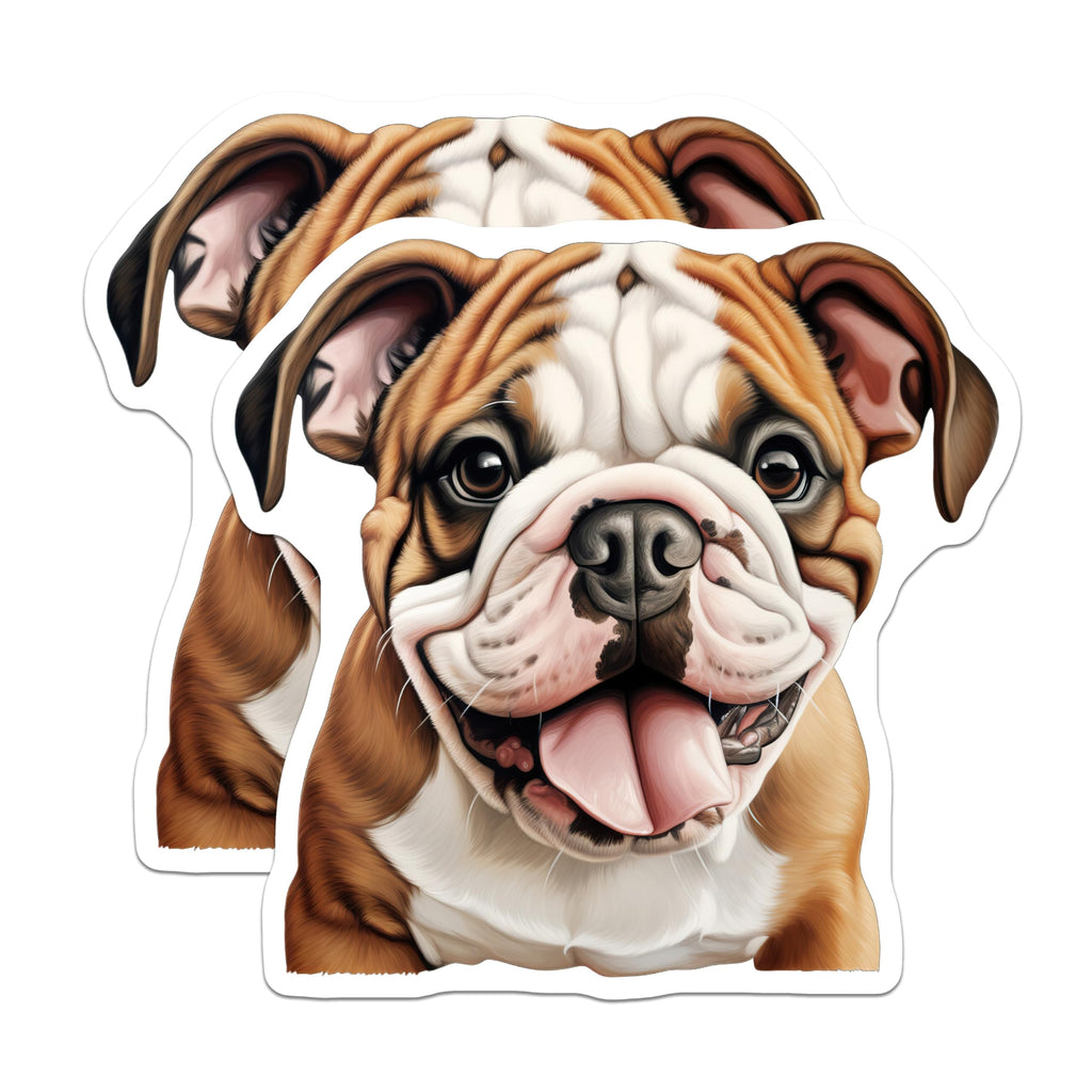 (2 Pack) Cute Bulldog Puppy Magnets - Happy Dog Lover Refrigerator Decor - Animal Pet Fridge Accents - 5 Inches On Longest Side - Thick Durable Magnet - Made in USA - MAG25463
