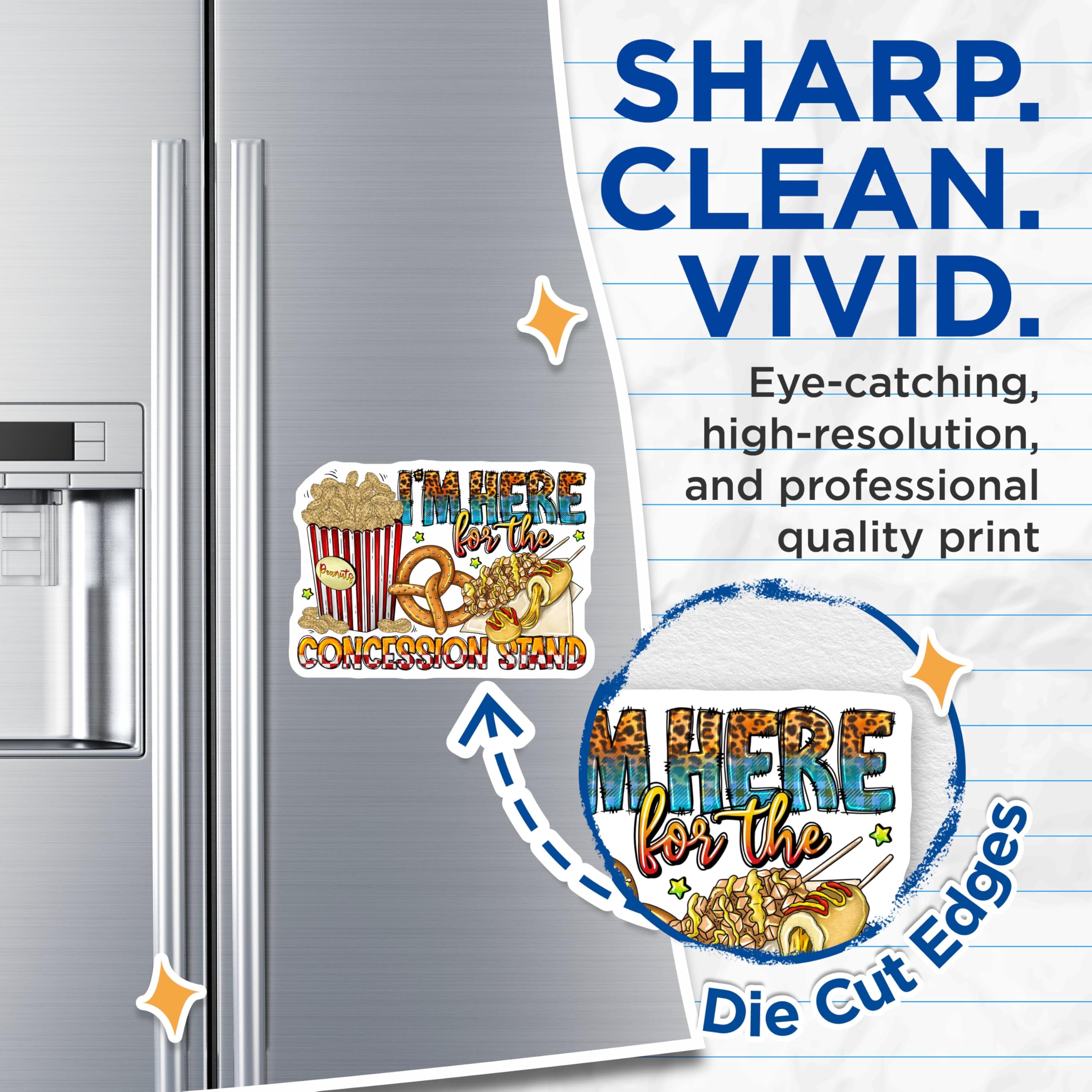 (2 Pack) Concession Stand Magnets - Fun Foodie Fridge Decor - Snack Lover Kitchen Accessory - 5 Inches On Longest Side - Thick Durable Magnet - Made in USA - MAG28473
