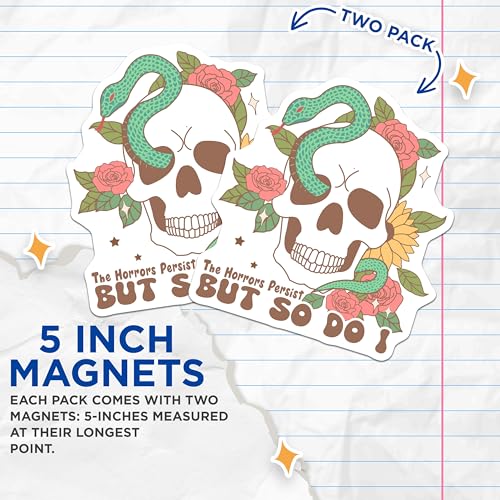 (2 Pack) Skull Snake Art Magnets - Skull But So Do I - Floral Skull Decor - Halloween Skull Magnets - 5" On Longest Side - for Cars, Fridges, Toolboxes - Made in USA - MAG7201