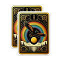 (2 Pack) Vibrant Rainbow Bird Magnets - Mystical Flying Raven Decor - Ornate Golden Tarot Style Celestial Fridge Artwork - 5 Inches On Longest Side - Thick Durable Magnet - Made in USA - MAG22097