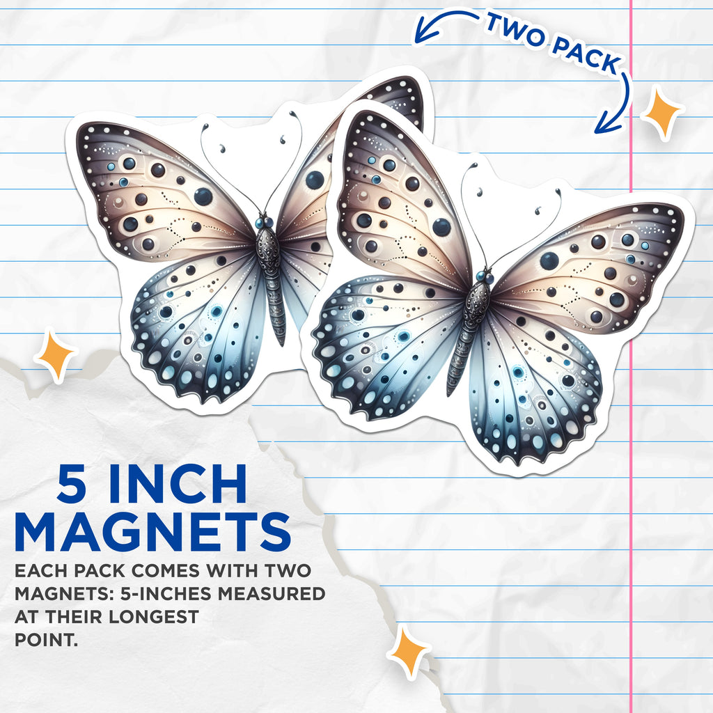 (2 Pack) Ethereal Butterfly Magnets - Mystical Insect Decor - Nature Inspired Art for Fridge - 5 Inches On Longest Side - Thick Durable Magnet - Made in USA - MAG37451