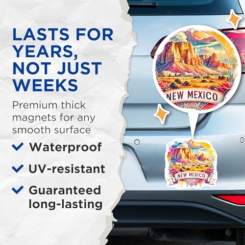(2 Pack) New Mexico Travel Magnets - State Souvenir - Scenic Landscape Magnets - 5" On Longest Side - for Cars, Fridges, Toolboxes - Made in USA - MAG7087