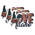 (3 Pack) Love Idaho Decals - Patriotic State Pride - American Flag Decals - 3 Inches On Longest Side - Easy Peel & Apply - Made in USA - 3MCS0303