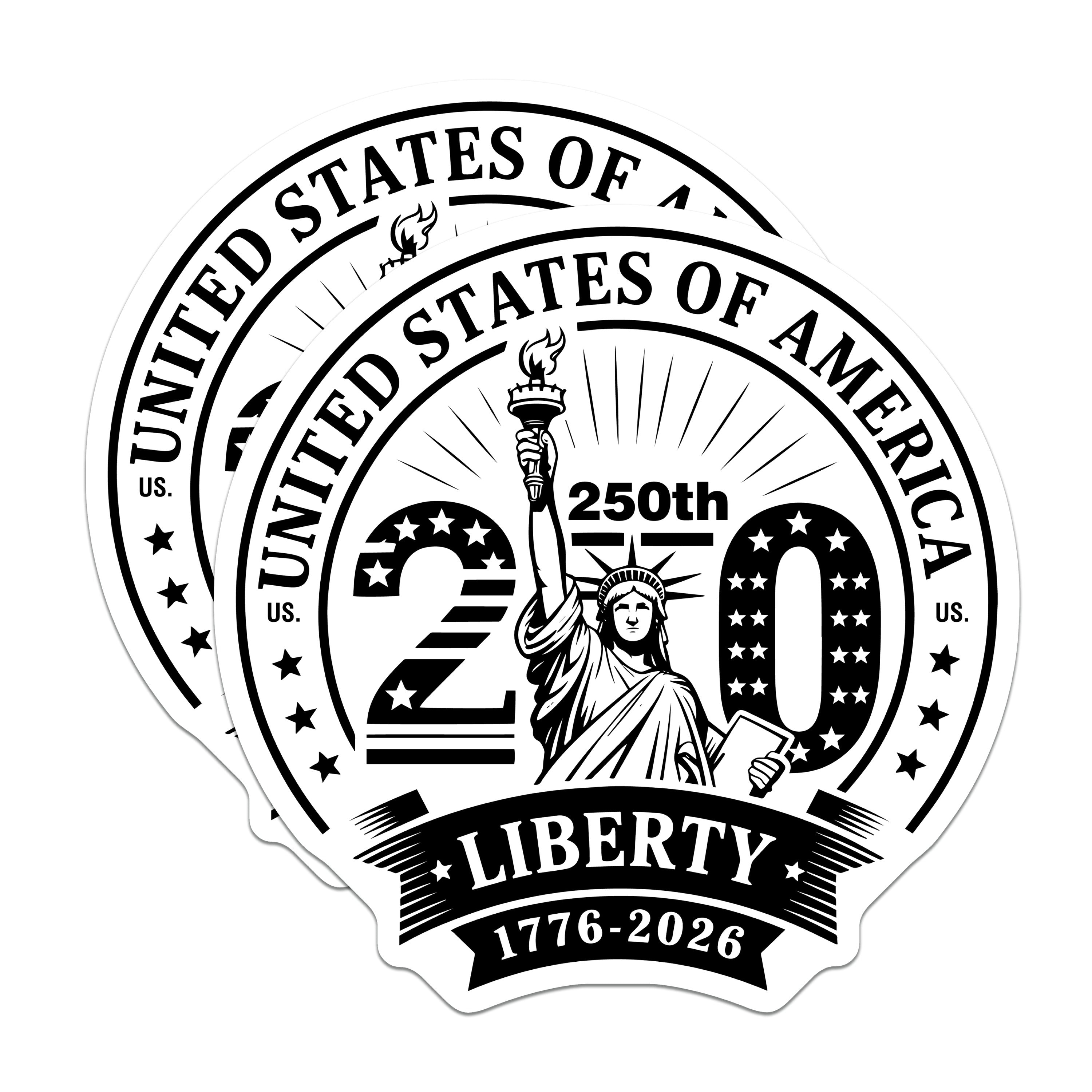 (2 Pack) 250th Anniversary USA Magnets - Statue of Liberty - American History Commemorative - 5 Inches On Longest Side - Thick Durable Magnet - Made in USA - MAG39993