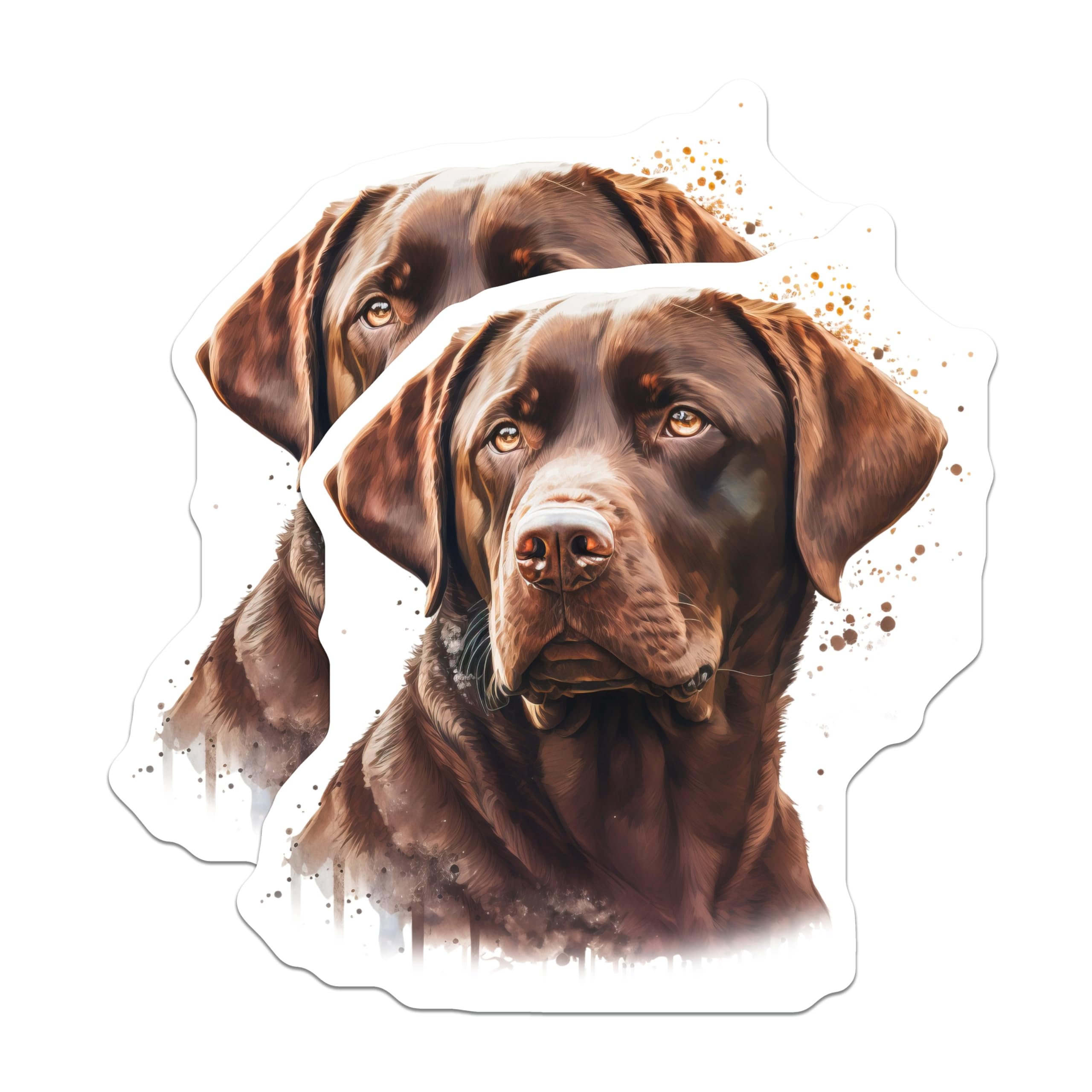 (2 Pack) Chocolate Lab Dog Lover Magnets - Labrador Retriever Art - Pet Parent Decor - 5 Inches On Longest Side - Thick Durable Magnet - Made in USA - MAG30334