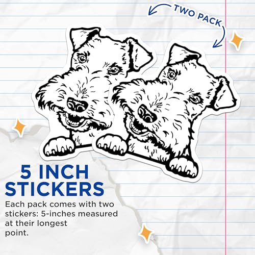 (2 Pack) Cute Dog Stickers - Animal Lover Stickers - Pet Art Stickers - 5" On Longest Side - Sticks to Smooth Flat Surfaces - Made in USA - BMCS4033