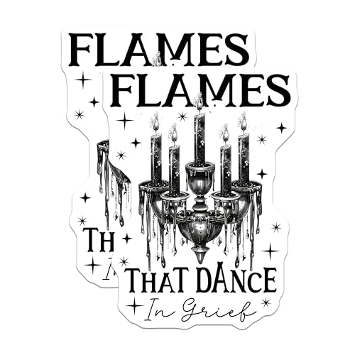 (2 Pack) Grief Flames Dancing Stickers - Gothic Candle Stickers - Emotive Art Stickers - 5" On Longest Side - Sticks to Any Smooth Flat Surface - Made in USA - BMCS3465