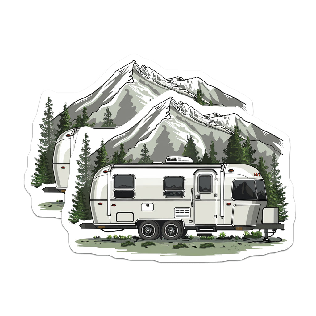 (2 Pack) Airstream Camper Magnets - Mountain RV Travel Trailer Decor - Adventure Road Trip Life - 5 Inches On Longest Side - Thick Durable Magnet - Made in USA - MAG39350