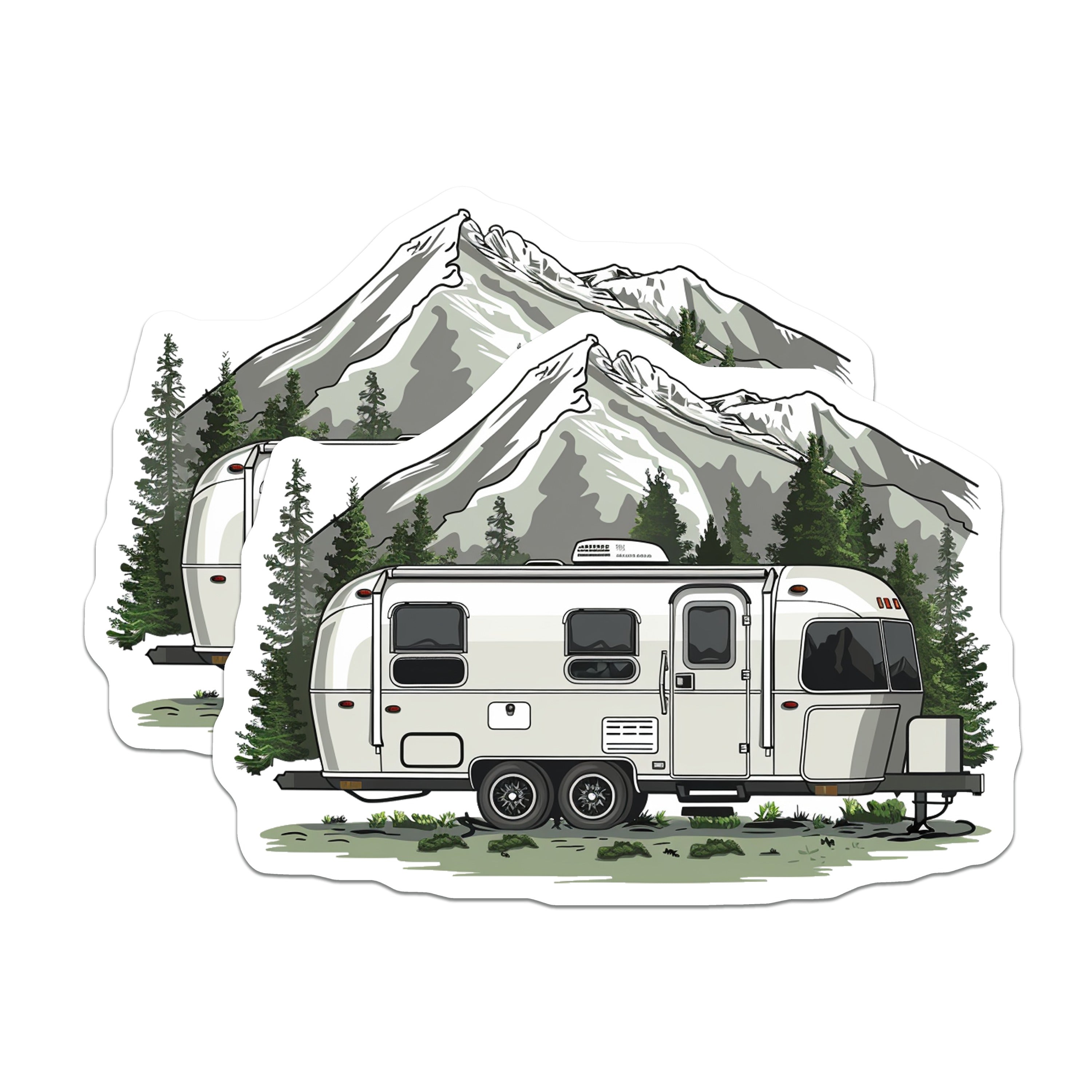 (2 Pack) Airstream Camper Magnets - Mountain RV Travel Trailer Decor - Adventure Road Trip Life - 5 Inches On Longest Side - Thick Durable Magnet - Made in USA - MAG39350