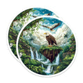 (2 Pack) Bald Eagle Magnets - Fantasy Wildlife Scene - Tropical Waterfall Art - American Symbol Decor - 5 Inches On Longest Side - Thick Durable Magnet - Made in USA - MAG36632