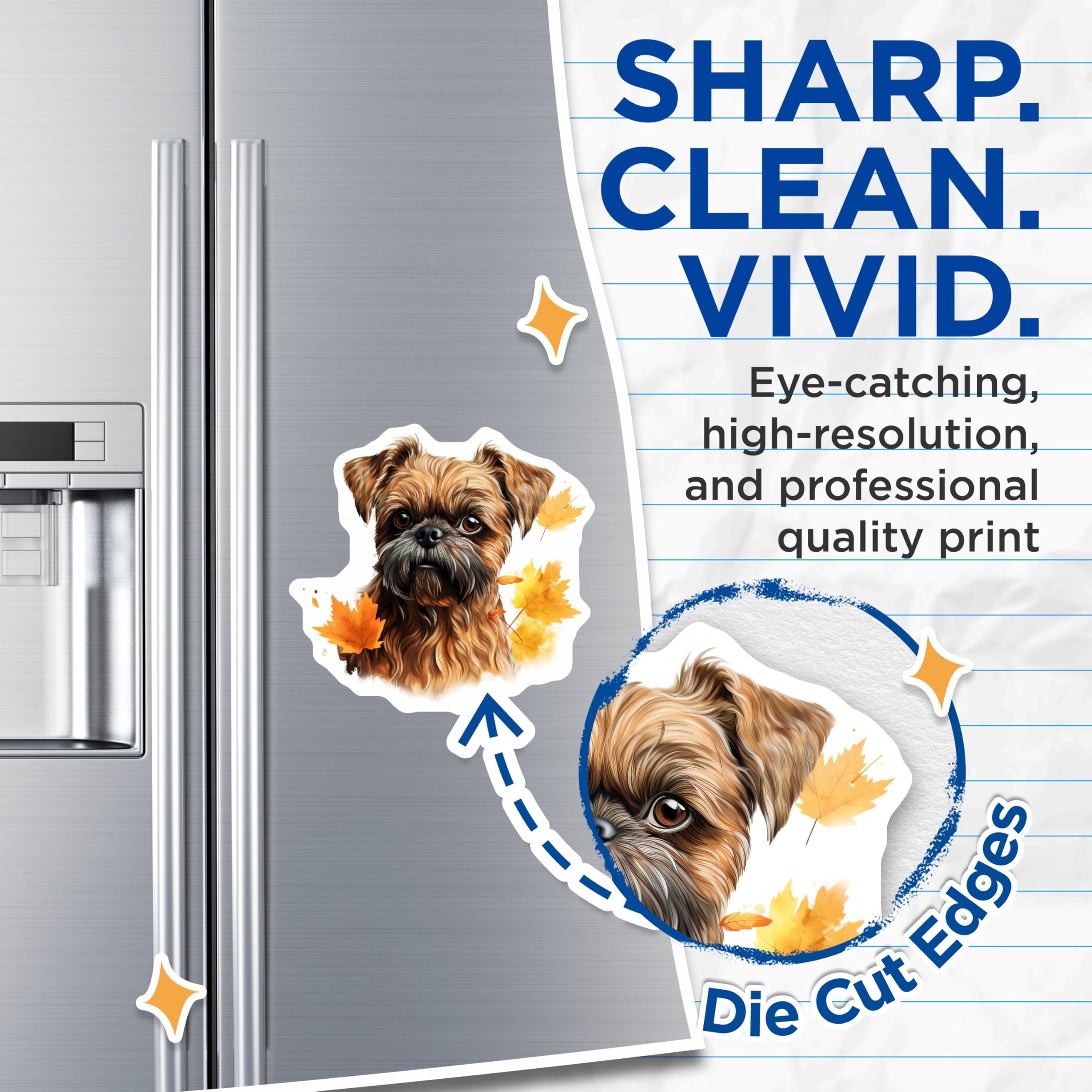 (2 Pack) Brussels Griffon Magnets - Fall Dog Decor - Pet Lover Autumn Home - 5 Inches On Longest Side - Thick Durable Magnet - Made in USA - MAG27778