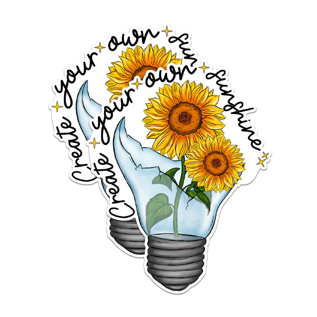 (2 Pack) Inspirational Sunflowers Magnets - Create Your Own Sunshine Magnets - Positive Quote Decor Magnets- 5" On Longest Side - for Fridges, Toolboxes, Cars - Made in USA - MAG2883