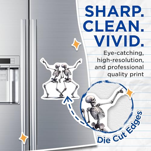 (2 Pack) Dancing Skeleton Magnets - Halloween Dance Decor - Spooky Skeleton Decorations - 5" On Longest Side - for Cars, Fridges, Toolboxes - Made in USA - MAG6990