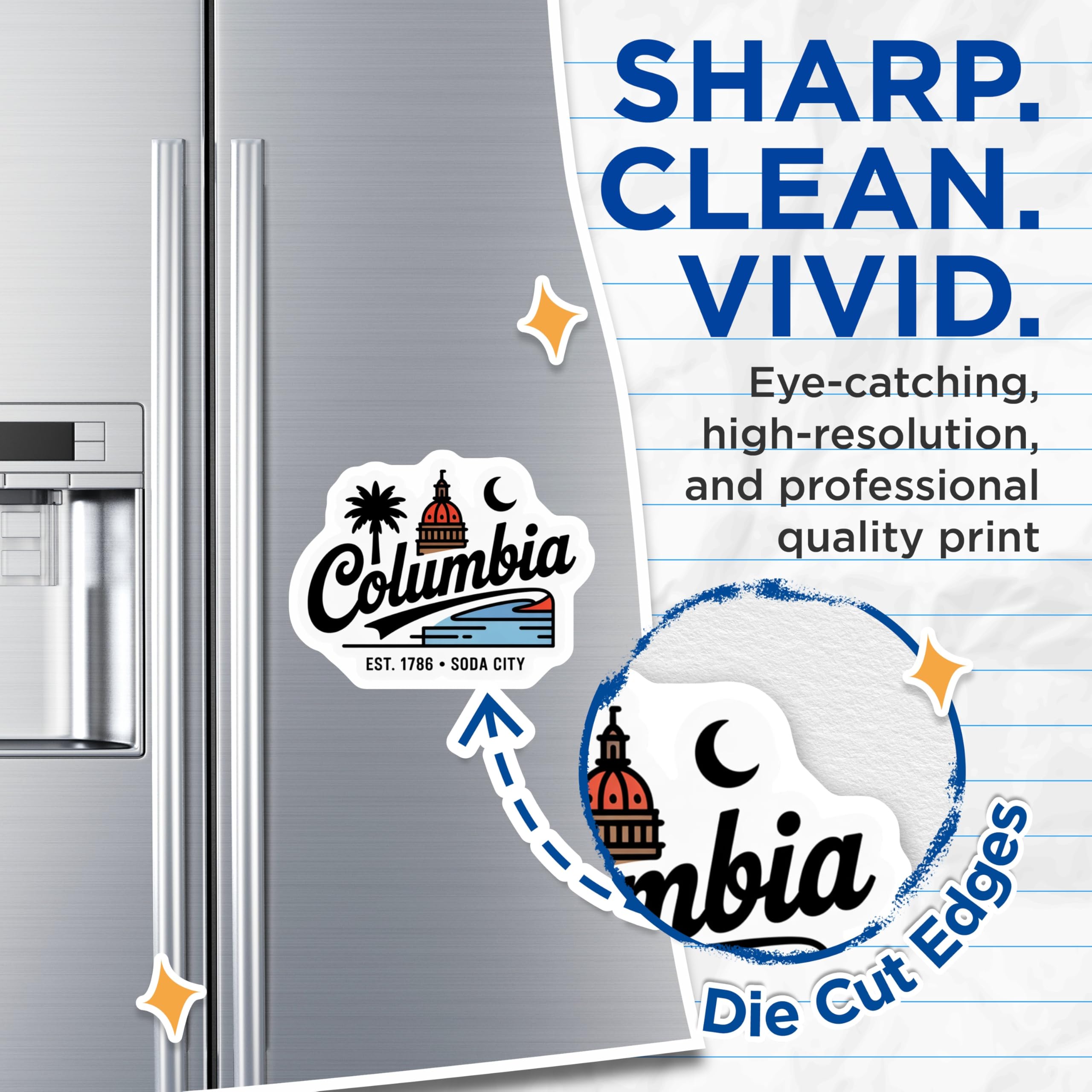 (2 Pack) Columbia South Carolina Magnets - Soda City Souvenir - SC Travel Keepsake - 5" On Longest Side - Premium Magnet - for Cars, Refrigerators, Toolboxes, Lockers - Made in USA - MAG18619