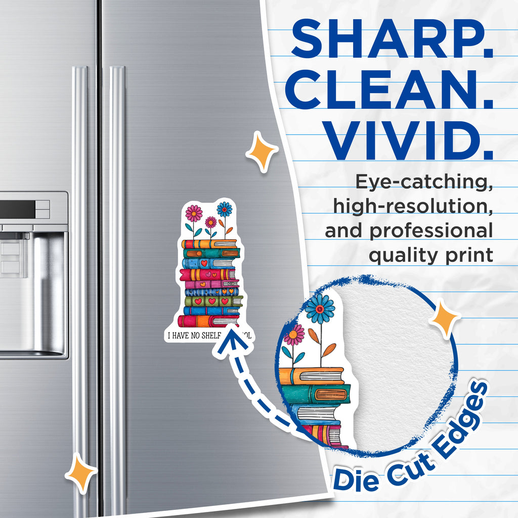 (2 Pack) Bookworm Magnets - I Have No Shelf Control - Funny Reader Refrigerator Decor - 5 Inches On Longest Side - Thick Durable Magnet - Made in USA - MAG38412