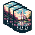 (3 Pack) Florida Decals - Tallahassee Decal - Theme Park Castle Decals - 3 Inches On Longest Side - Easy Peel & Apply - Made in USA - 3MCS0350