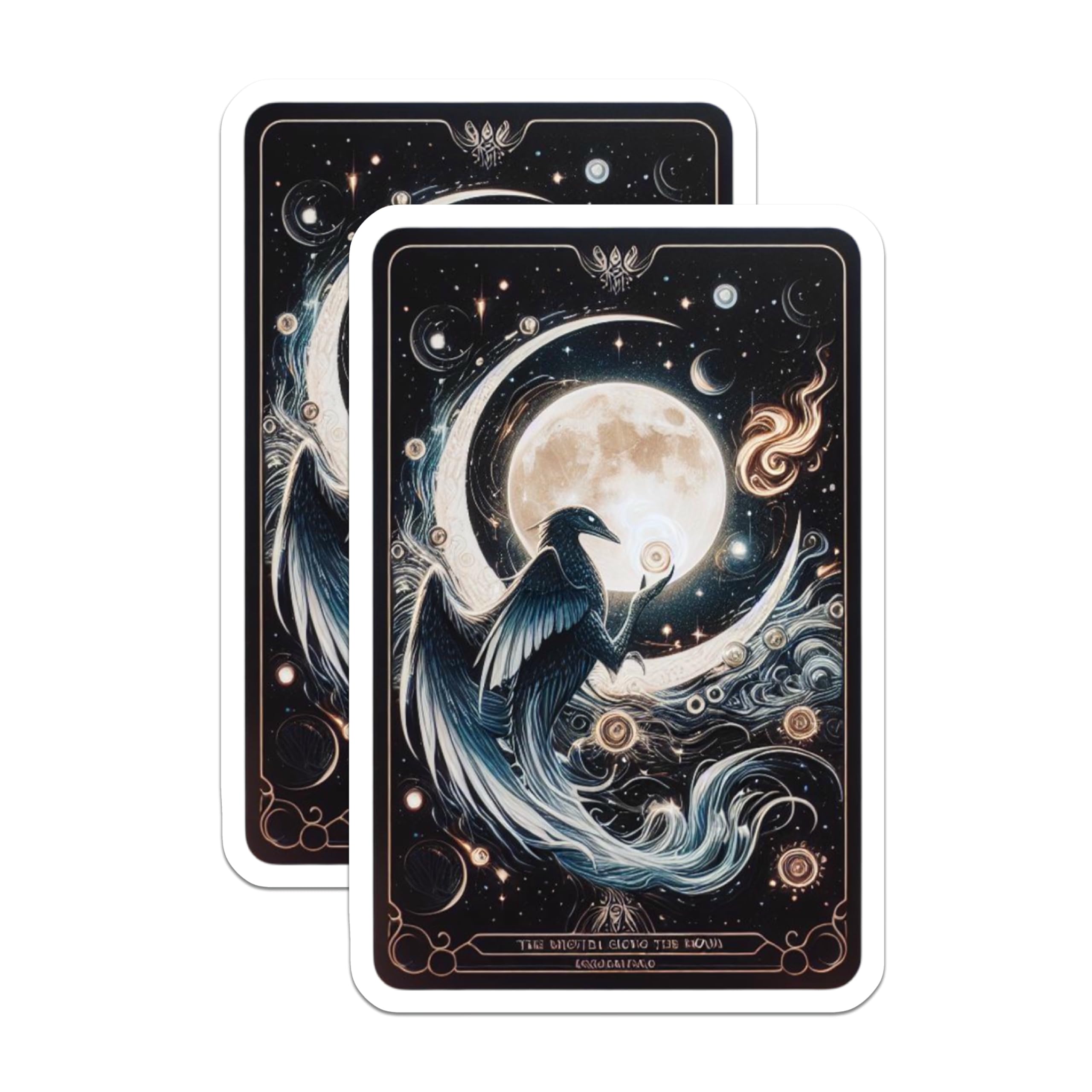 (2 Pack) Celestial Raven Magnets - Cosmic Lunar Art - Mystical Bird Decor - 5 Inches On Longest Side - Thick Durable Magnet - Made in USA - MAG20348