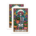 (2 Pack) The Plant Lady Magnets - Floral Skeleton Gardener - Witchy Botanical Decor - Tarot Card Art Style - 5 Inches On Longest Side - Thick Durable Magnet - Made in USA - MAG24319