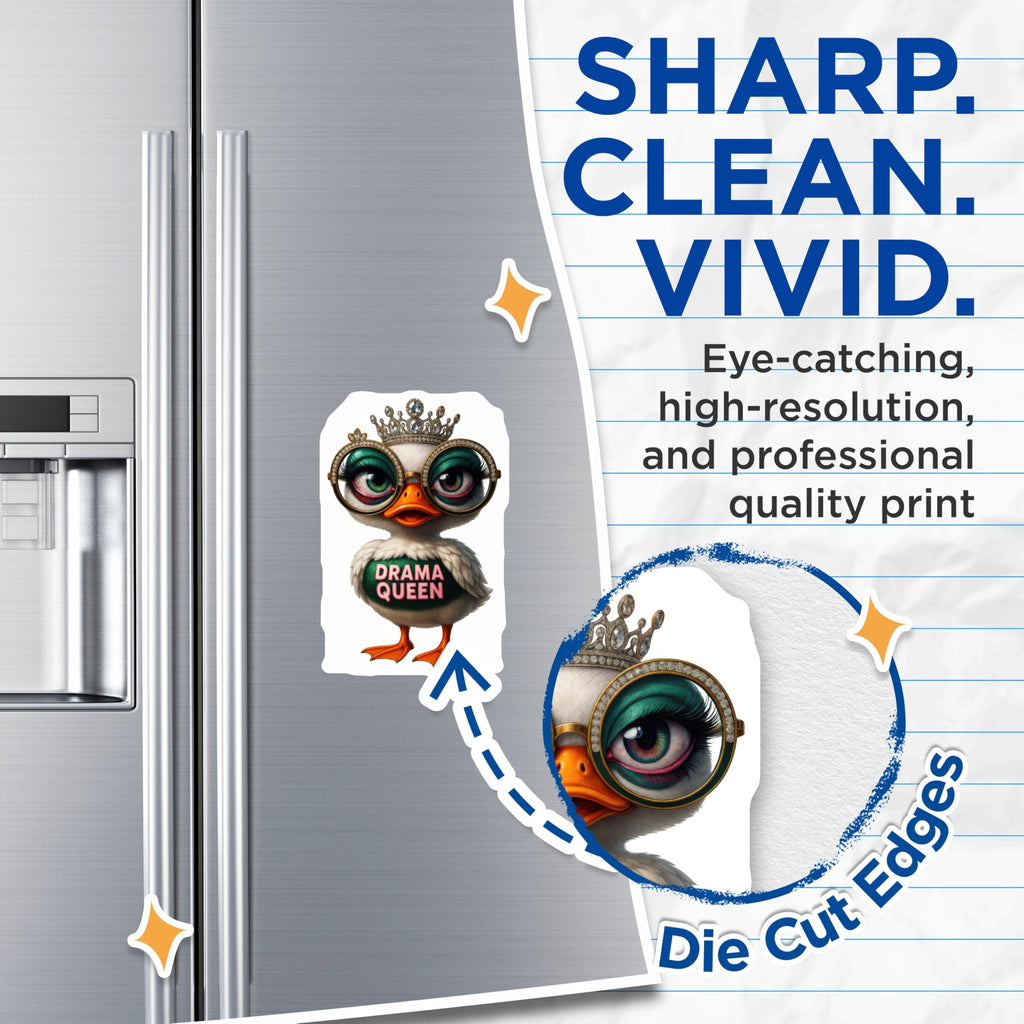 (2 Pack) Drama Queen Duck Magnets - Funny Animal Decor - Sassy Refrigerator Accent - Quirky Kitchen Art Statement - 5 Inches On Longest Side - Thick Durable Magnet - Made in USA - MAG20865